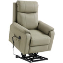 Poltrona Elettrica Alzapersona 87x96x105 cm Reclinabile 170° con 2 Motori Telecomando e Poggiapiedi in Pelle Finta Traspirante Crema      