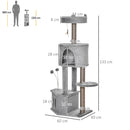 Albero Tiragraffi per Gatti 60x40x133 cm in Sisal e Peluche Grigio