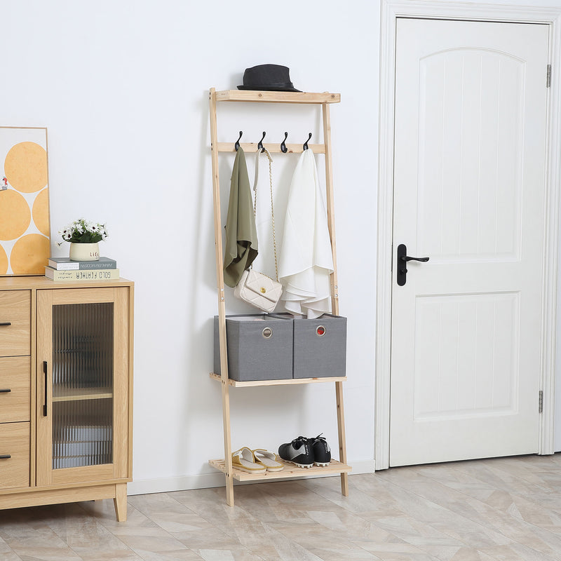 Appendiabiti per Ingresso 55x37x173 cm in Legno Naturale