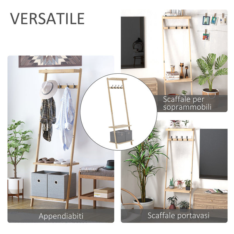 Appendiabiti per Ingresso 55x37x173 cm in Legno Naturale