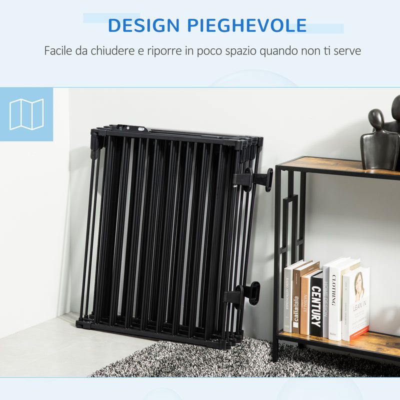 Recinto per Cani Gatti Pieghevole 482,5x2x76 cm 8 Sezioni in Acciaio Nero