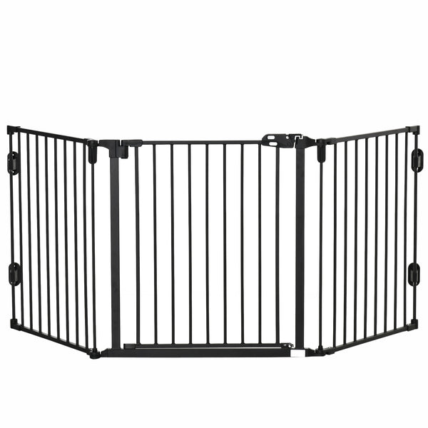 Barrière de Sécurité Pliable pour Animaux 202,5x2x76 cm en Acier Noir prezzo