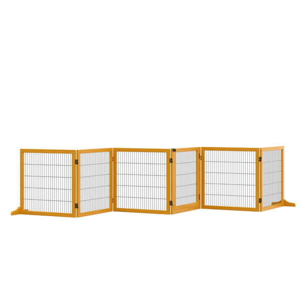 Barrière de Sécurité Pliable pour Animaux 432x36x70 cm en Bois et Acier Jaune prezzo