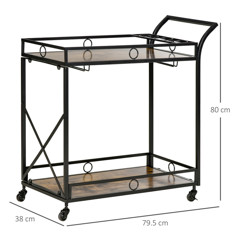 Carrello da Cucina 79,5x38x80 cm in Stile Industriale Marrone Rustico