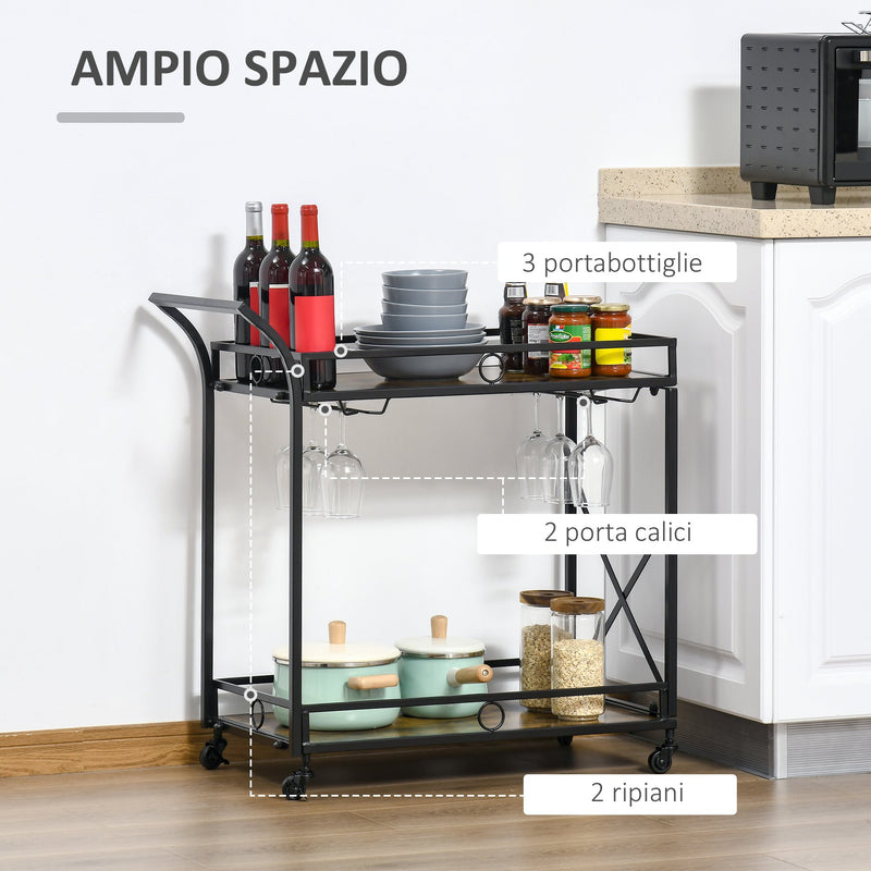 Carrello da Cucina 79,5x38x80 cm in Stile Industriale Marrone Rustico