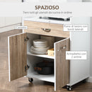 Carrello da Cucina 60x40x77 cm in Legno Bianco e Rovere