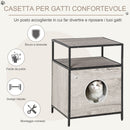 Cuccia per Gatti Mobiletto Multiuso 48x40x65,5 cm con Cuscino Grigio