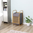 Cesto Portabiancheria 38,5x46,5x75 cm in Bambù Sacco in Tessuto Grigio