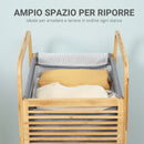 Cesto Portabiancheria 38,5x46,5x75 cm in Bambù Sacco in Tessuto Grigio