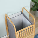 Cesto Portabiancheria 38,5x46,5x75 cm in Bambù Sacco in Tessuto Grigio