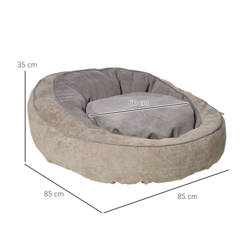 Cuccia Imbottita per Cani e Gatti 85x85x35 cm in Tessuto Grigio