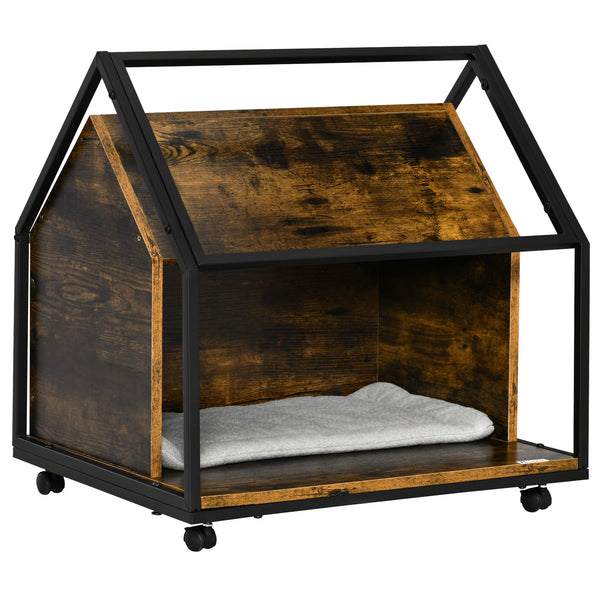 acquista Niche pour Chats 60x50x60,5 cm en Bois Brun Rustique et Acier