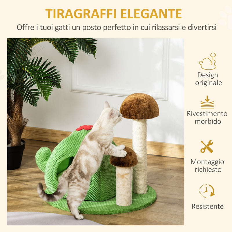 Albero Tiragraffi a Cactus per Gatti 54x54x52 cm in Corda Sisal e Poliestere Multicolore