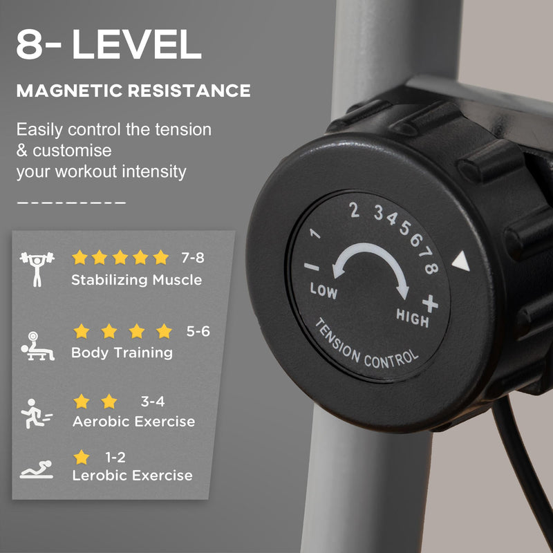 Cyclette Magnetica Pieghevole 86x47x112 cm 8 Livelli in Acciaio e ABS Argento e Nera