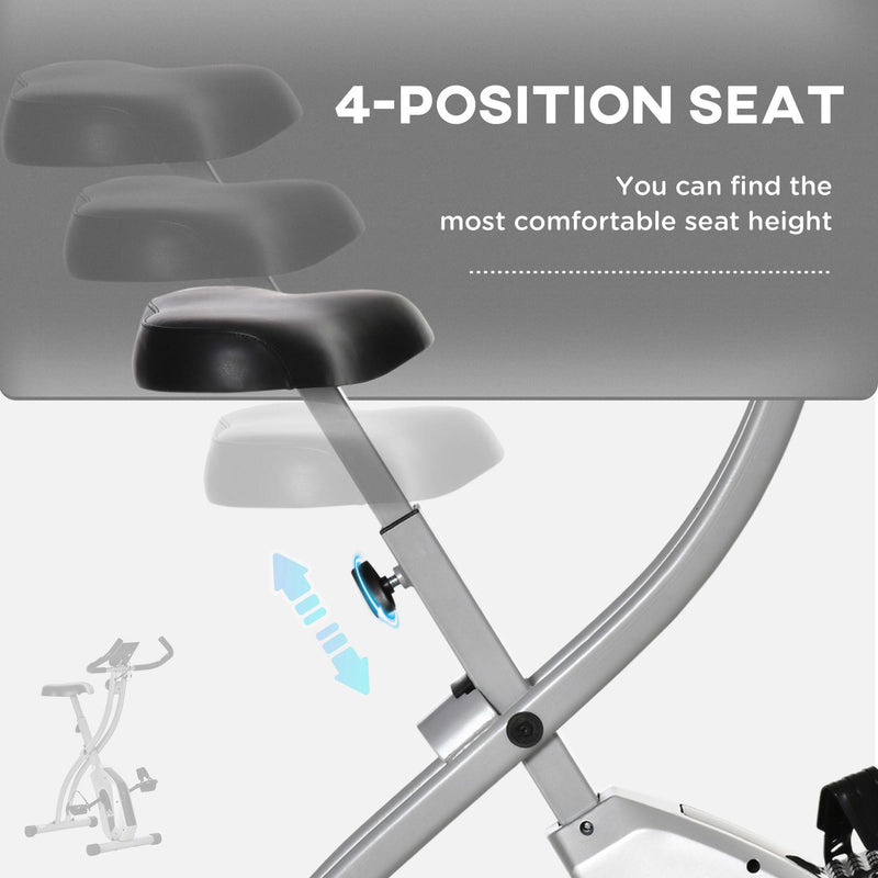Cyclette Magnetica Pieghevole 86x47x112 cm 8 Livelli in Acciaio e ABS Argento e Nera