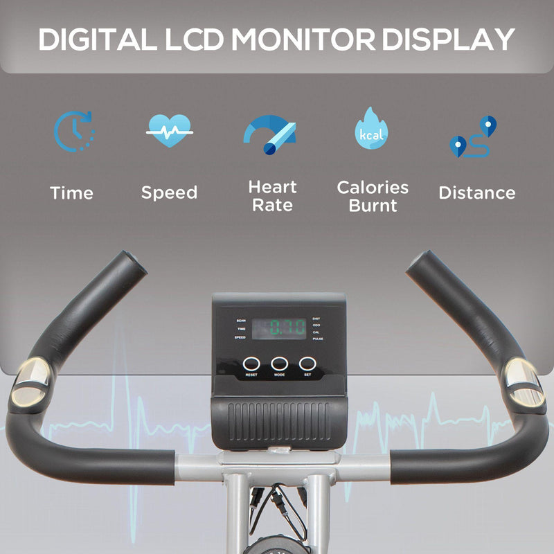 Cyclette Magnetica Pieghevole 86x47x112 cm 8 Livelli in Acciaio e ABS Argento e Nera