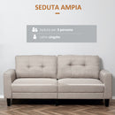 Divano 2 Posti 202x72x91 cm in Tessuto Effetto Lino Beige