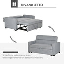 Divano Letto 2 Posti 154x87x89 cm in Tessuto Grigio