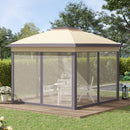 Gazebo da Giardino 330x330x288 cm con Zanzariera Beige