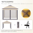 Gazebo da Giardino 330x330x288 cm con Zanzariera Beige
