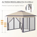 Gazebo da Giardino 330x330x288 cm con Zanzariera Beige