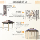 Gazebo da Giardino 405x340x285 cm con Zanzariera Beige