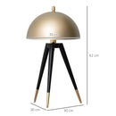 Lampada da Tavolo Ø30x62 cm E27 Paralume in Metallo Oro