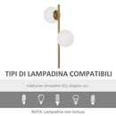 Lampada da Terra 35x35x165 cm E27 con 2 Paralumi a Sfera  Oro