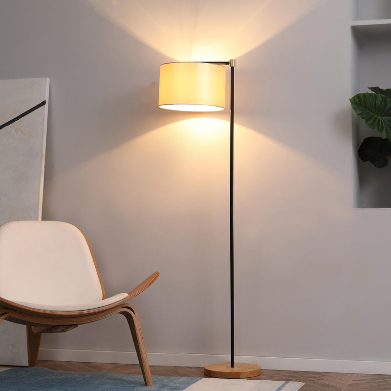 Lampada da Terra 48x32x152 cm E27 Paralume in Tessuto Oro e Nero