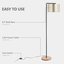 Lampada da Terra 48x32x152 cm E27 Paralume in Tessuto Oro e Nero