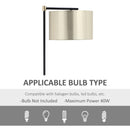 Lampada da Terra 48x32x152 cm E27 Paralume in Tessuto Oro e Nero