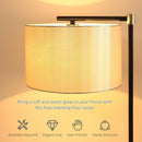 Lampada da Terra 48x32x152 cm E27 Paralume in Tessuto Oro e Nero