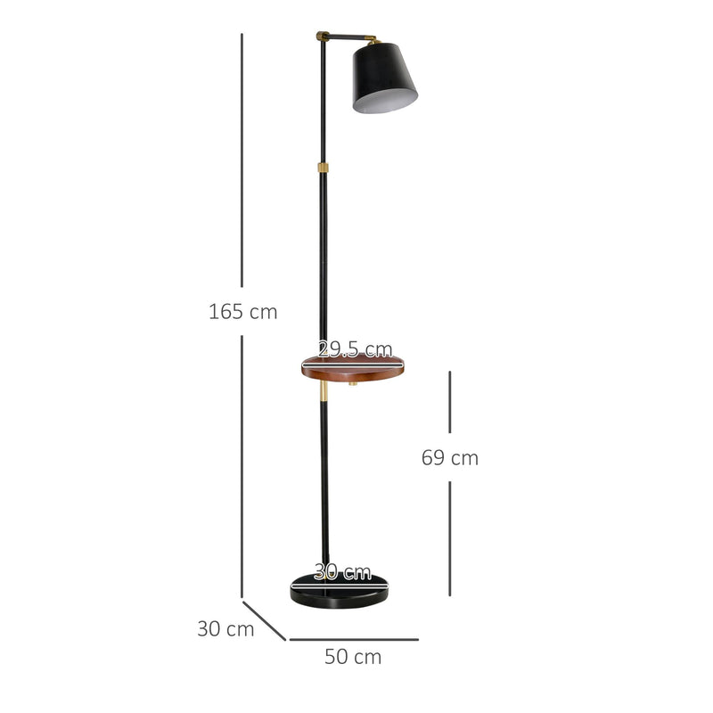 Lampada da Terra 50x30x165 cm E27 con Ripiano Nero e Oro