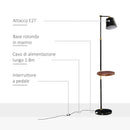 Lampada da Terra 50x30x165 cm E27 con Ripiano Nero e Oro