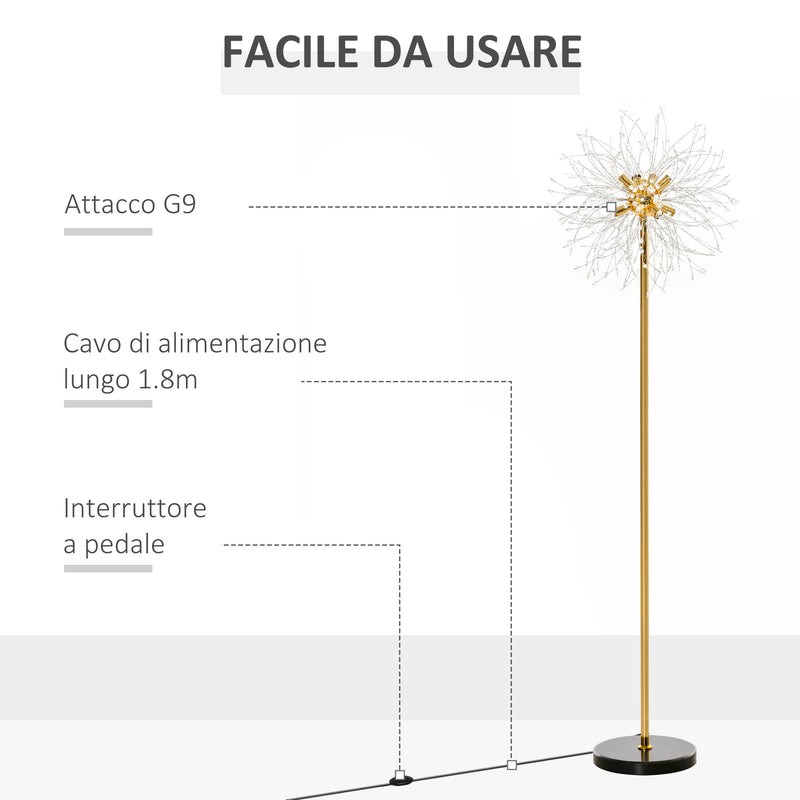 Lampada da Terra Ø40x160 cm Attacco G9 Oro e Nero