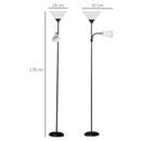 Lampada da Terra 42x24x178 cm 2 Paralumi E14 E27 Nera