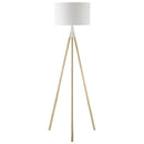 Lampada da Terra 53x53x144 cm E27 Paralume in Tessuto Bianco e Oro