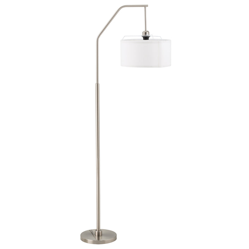 Lampada da Terra 65x33x158 cm E27 Paralume in Tessuto Bianco