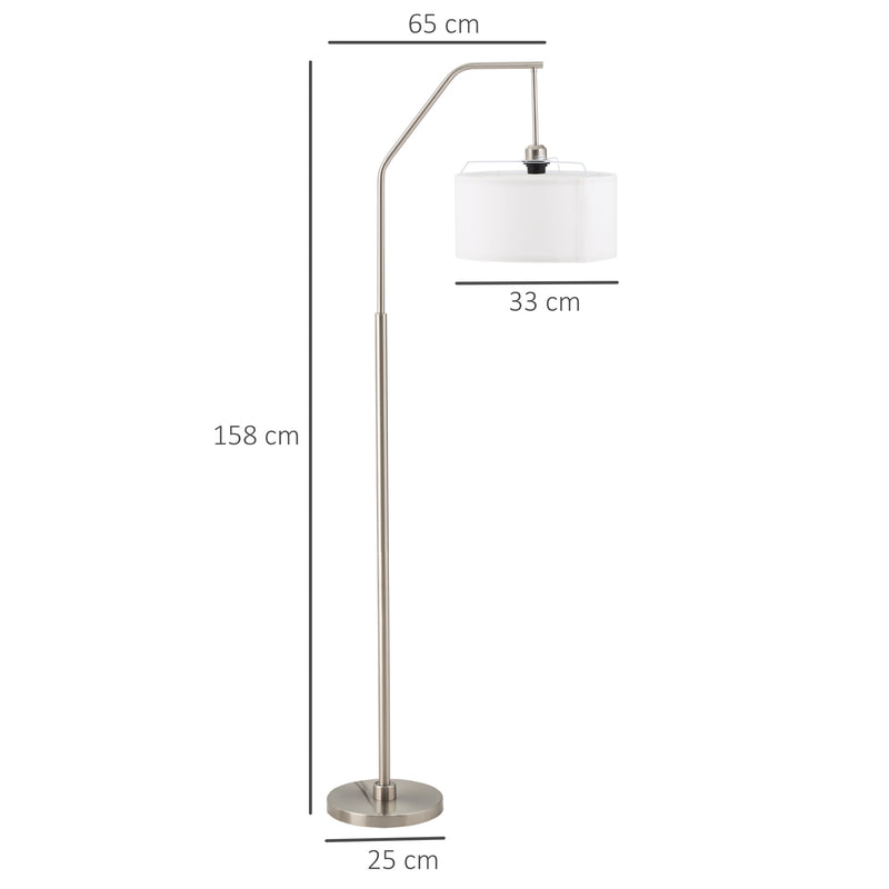 Lampada da Terra 65x33x158 cm E27 Paralume in Tessuto Bianco