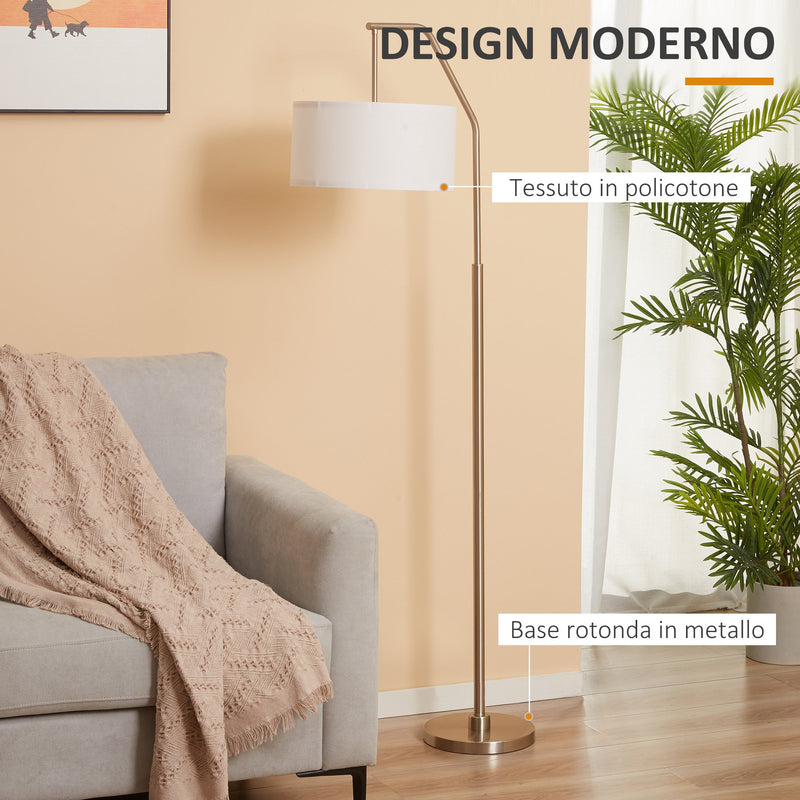 Lampada da Terra 65x33x158 cm E27 Paralume in Tessuto Bianco