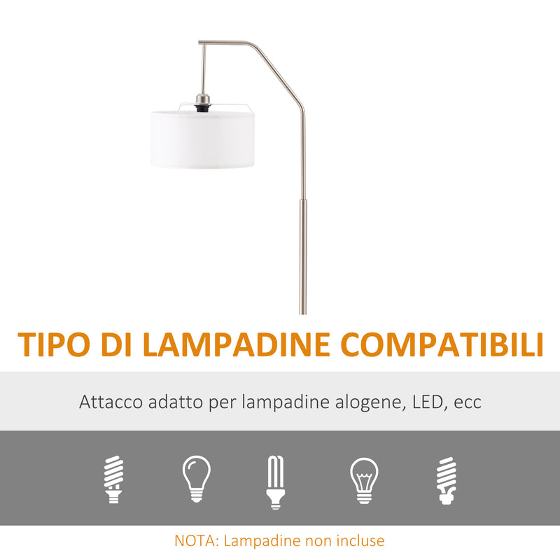 Lampada da Terra 65x33x158 cm E27 Paralume in Tessuto Bianco