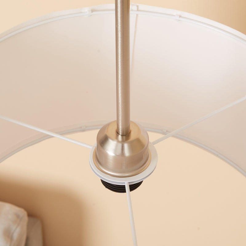 Lampada da Terra 65x33x158 cm E27 Paralume in Tessuto Bianco