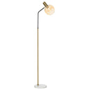 Lampada da Terra 50x25x160 cm E27 Paralume in Vetro Nero e Oro