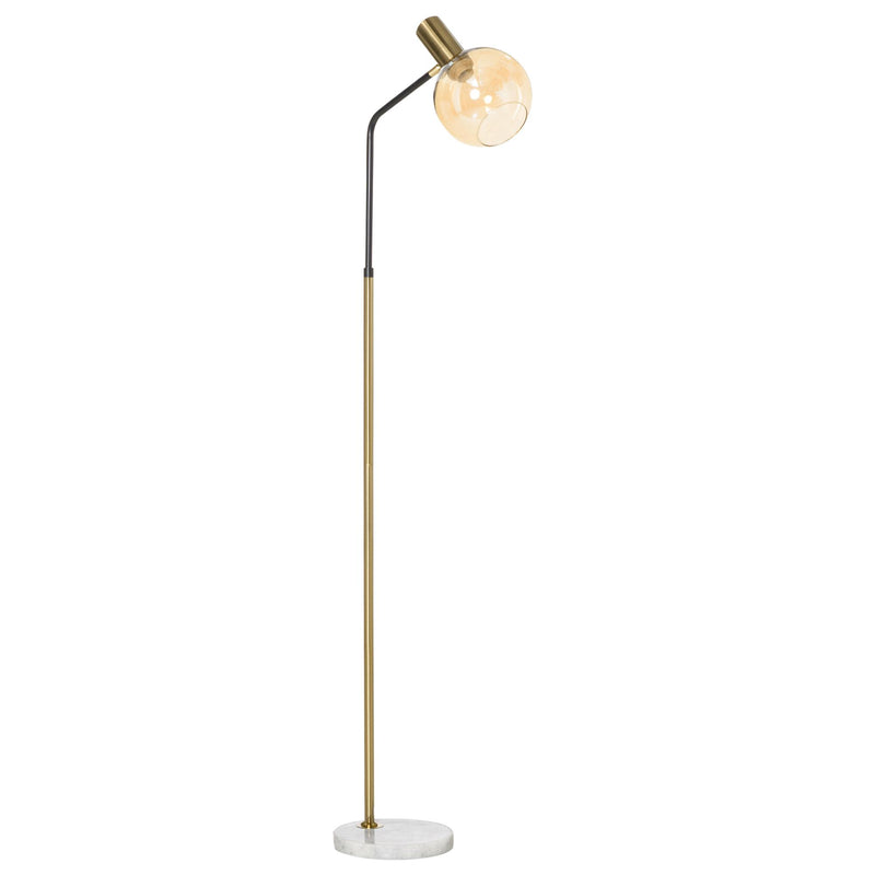 Lampada da Terra 50x25x160 cm E27 Paralume in Vetro Nero e Oro