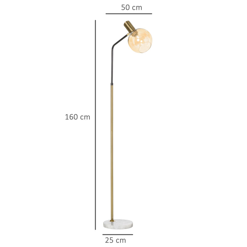 Lampada da Terra 50x25x160 cm E27 Paralume in Vetro Nero e Oro