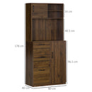 Mobile Credenza 3 Cassetti 2 Ante 3 Ripiani 80x40x178 cm in Legno Noce