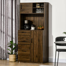 Mobile Credenza 3 Cassetti 2 Ante 3 Ripiani 80x40x178 cm in Legno Noce