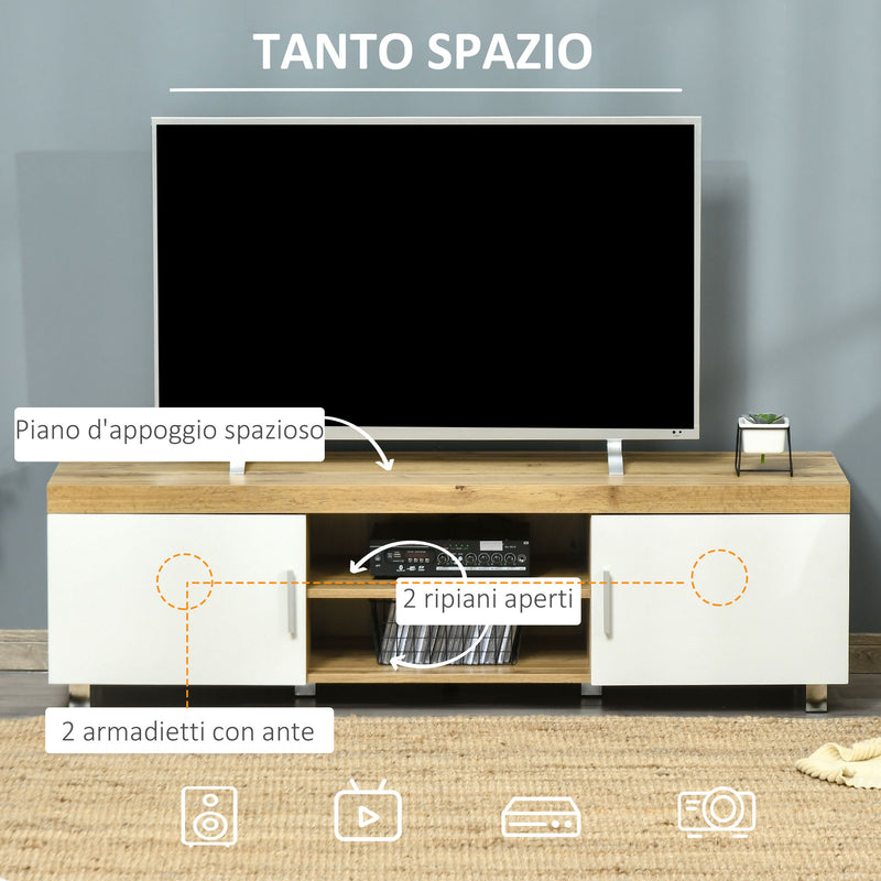 Mobile TV 140x40x41,5 cm per TV fino a 63 Quercia e Bianco
