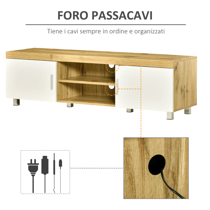 Mobile TV 140x40x41,5 cm per TV fino a 63 Quercia e Bianco