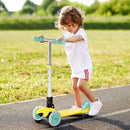 Monopattino Pieghevole 3 Ruote per Bambini 54,7x32,5x59-69 cm in Metallo e Alluminio Giallo e Verde